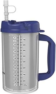 32 oz Double Wall Insulated Hospital Mug - Cold Drink Mug - Large Carry Handle - Includes Straw (1, Blue)