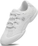 FUQIAO Girls White Cheerleading Shoes Youth Lightweight Competition Cheer Sneakers Kids Breathable Dance Shoes, White 3 Big Kid