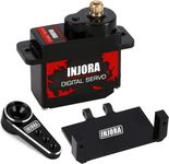 INJORA RC Servo 12g Digital V2 Servo with 15T Metal Mount and Arm for RC Axial SCX24 Car Model Upgrade Parts(Black)