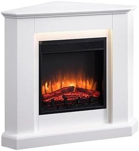 Elektrokamin BALDERIA Candela - Elektrischer Eckkamin mit 3D-Flammeneffekt, Elektro Heizung 2000W, LED-Beleuchtung, Fernbedienung, Timer & Thermostat - Weiß