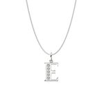 Aeon Jewellery Alphabet Initial Necklace - E | 925 Sterling Silver & Cubic Zirconia | Adjustable 16-18 Inch Silver Curb Necklace | Polishing Cloth