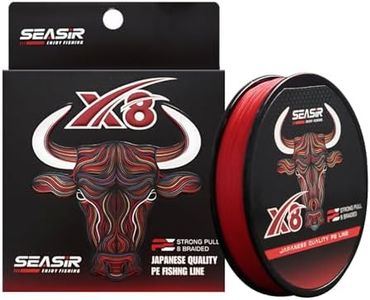 SEASIR X8 Braided Fishing Line, 8 Strands Fishing Line 10LB 20LB 30LB 50LB Heavy Duty, Abrasion Resistant, Zero Stretch, PE Fiber Braid Fishing Wire for Freshwater Saltwater - Red