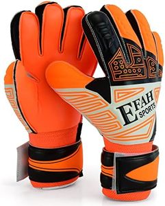 EFAH SPORTS Soccer Goalkeeper Gloves for Kids Boys Children Youth Football Goalie Gloves with Fingersave and Double Wrist Protection Strong Grip Palms (Size 4 Suitable for 6 to 9 Years Old, Orange)