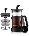 Sivaphe French Press Coffee Maker 350ml, Cafetiere Coffee Plunger Black 12oz 1-2 Cup, Small Tea Press Borosilicate Glass