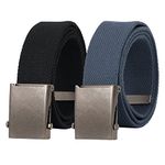 JASGOOD Canvas Web Belt Adjustable Cloth Fabric Military Belt with Metal Buckle,A-Black+Grey-frosted buckle,Fit Pant Size Below 40"