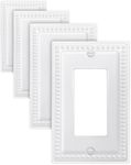 ZILLSEA 4-Pack Decorator Wall Plate, for Receptacle, Dimmer Switch, GFCI Outlet, Pure White Outlet Cover Plate, Durable Metal, 3.15''*4.88'', Midsize