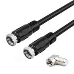 Coaxial Cable 1ft, Short Coax Cable 1 Foot, 0.3m with Right Angle Connectors, RFAdapter Black 75 Ohm Shield Digital RG6 Cables with F-Male Connectors, Ideal for TV Antenna DVR Satellite