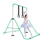 BPB Gymnastics Bars, Folding Horizontal Bar Gymnastics Training Equipment, Junior Training Kip Bar Adjustable Height with Gymnastic Rings for Kids Expandable Gymnastics Training Bar