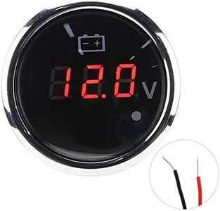 Marine Voltage Gauge,Marine Battery Voltage Gauge,Marine Voltage Meter,2in Battery Voltage Gauge LED Digital Display IP67 Waterproof Smart Alarm Universal for Boat Auto(Black)