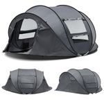 TUKAILAI Pop Up Tent 3-4 Person Automatic Camping Tent Dome Pop-Up Tent Waterproof 2 Doors 4 Windows Instant Tent with Carry Bag for Camping Fishing Hiking Traveling (Grey)