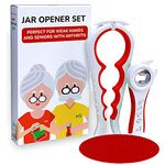 Healthy Seniors Jar Opener Set - The Jar Opener For Seniors With Arthritis, Weak Or Rheumatoid Hands (Red)