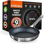 Emura nonstick frying pan | 10 inch professional cookware aluminum non stick coating skillet | Durable PFOA and PTFE free, scratch resistant, induction & oven safe cooking | All stovetops, easy clean