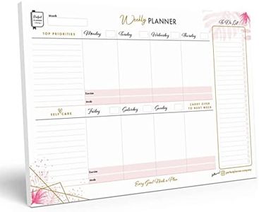 Perfect Planner Company - Sous-Main de Planificateur Hebdo A4 - Pages Détachables non Datées - Liste de Choses à Faire, Soins Personnels, Priorités Principales - Papier FSC 90 g/m² - Paysage, 50 pages