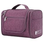 Large Hanging Toiletry Bag for Men and Women Travel Makeup Bag Organizer Portable Waterproof Bathroom Shower Bag Lightweight Shaving Bag (Purple Denim)