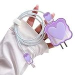 Cute Cable Protector for iPhone Charger with Unique Design 3D Love Heart Data Cable USB-C Charger Data Line Phone Wire Saver Protector for iPhone 11 12 13 14 Pro Max Charger Protector-Purple