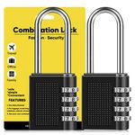 2 Pack Combination Padlock, 2.6 inch Long Padlock Locker Locks, Weatherproof Code Pad Lock with 4-Digit Smooth Dial for School, Gym Locker, Cabinets, Garage, Fence, Hasp, Toolbox(Black)