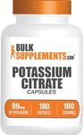 BulkSupplements.com Potassium Citrate Capsules - Potassium Supplement, Potassium Citrate 99mg - Potassium Citrate Supplement, Potassium Pills - 1 Capsule per Serving, 180-Day Supply, 180 Capsules