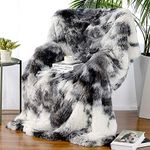 Hugs Living Frosty Faux Fur Throw Blanket with Super Soft Shaggy Long Fur (Marble, 50" x 70")