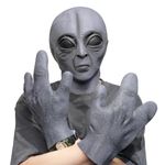 Alien Mask Set with Alien Gloves, Latex Full Head Halloween Mask Alien Realistic Masks Halloween Costume Cosplay Props