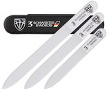 3 Swords Germany Double Sided 3 Pieces Glass Nail Files for Natural and Artificial Nails with Black Plastic case