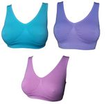 UtopyaUK 3 6 9 Pack Comfort Bra Women Girls Crop Top Seamless Bra Sleep Yoga Bralette Stretch Bras Sports Vest Wireless Post Surgery Bra Wire Free, 1 Turquoise 1 Baby Pink 1 Lilac, XL