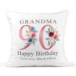 90th Birthday Gift for Women, Personalised Cushion/Pillow with Kids Names and Floral Design, Birthday Gift for Mum, Birthday Gift For Nanny/Grandma, 1931