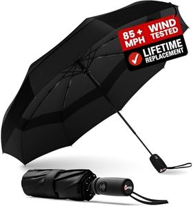 Repel Umbrella Windproof Auto Folding Travel Umbrella - Withstands Winds up to 85MPH, For Rain and Sun – Strong, Compact, Durable, Light & Portable For Women & Men, Fits Backpack & Cars -Black