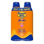 Banana Boat Sport Ultra SPF 50 Sunscreen Spray Twin Pack | Oxybenzone Free, Water Resistant, 8oz Each