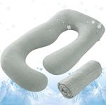 Sasttie Cooling Pregnancy Pillow Cover, 57-inch U Shaped Pregnancy Pillow Case, Fits 55 to 57 Inch Maternity Pillow, Light Grey (No Pillow Insert)