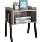 Yaheetech Side Table, Stackable End Table, 2-Tier Nightstand with Open Storage Compartment, Industrial Style Sofa Side Table for Living Room/Bedroom, Gray