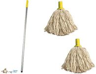 Crown Supplies Professional Colour Coded Mop Handle and 2 Mop Heads - Colour Yellow