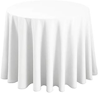 Hiasan White Round Tablecloth 120 Inch - Waterproof Stain Resistant Spillproof Polyester Fabric Table Cloth for Dining Room Kitchen Party