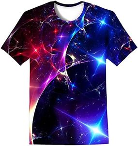 LAIDIPAS Boys Girls Teens Shirts 3D Colorful Graphic Funny Print Shirts for Youth Shirts Size 6-16 Years, Starlight, 6-8 Years