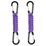 BRAVESHINE 2 Pack Paracord Keychain Hook D Ring Carabiner Clips for Water Bottle, Keys, Backpack, Boys, Girls, Men, Women, Purple, 7.3 Inch Long