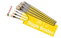 Humbrol Model Paint Brushes - AG4306 Brush Pack - Stipple 3, 5, 7, 10 - 4 Pack Paint Brush Set for Art, Modelling Paint Brushes for Enamel & Acrylic Paints - Small Brushes for Painting Model Craft