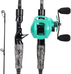 Sougayilang Fishing Rod and Reel Combo, Medium Fishing Pole with Baitcasting Reel Combo, 2-Piece Baitcaster Combo-Grey-5'10'' with Right Handed Reel