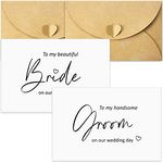 2 Pack Wedding Day Cards Set Groom Bride Wedding Vow Card with Envelopes to My Bride to My Groom on Our Wedding Day Wedding Card for Wedding Party Supplies