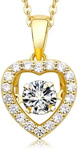 MEGA CREATIVE JEWELRY Collier Coeur en Or pour Femme Pendentif Bijoux en Argent 925 avec Cristaux Cadeau pour Maman Elle Fille Amie