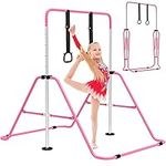 EVERYMILE Gymnastics Bars, Junior Training Kip Bar Gymnastics Equipment for Home,Adjustable Height Folding Horizontal Bar with Gymnastic Rings for Kid