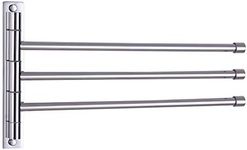 GERZWY SUS 304 Stainless Steel Bathroom Hand Towel Rack 3-Bar Folding Arm Swivel Hanger Bath Towel Holder Swing Out Towel Bar Wall Mount Polished Finish