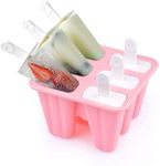 Wellehomi Ice Lolly Moulds Silicone 6 Pieces Reusable Popsicle Mold Easy to Remove Ice Lolly Maker Ice Pop Mould BPA Free and FDA Approved