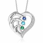 Personalized Mothers Necklace with Birthstones, Sterling Silver Necklace for Women Engraved Names Family Anniversary Birthday Gifts for Mom Wife Nana Christmas Gift Ideas