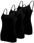 BQTQ 3 Pieces Vest Top for Women Basic Camisole Adjustable Spaghetti Strap Tank Tops for Women and Girls (Black, XL)