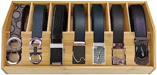 Belt Organizer 7 Slots Belt Organizers Belt Storage Box Display Box Bamboo Belt Racks for Men and Women