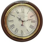 AHSKY Time Instrument Rustic Wooden Wall Clock - Vintage Decorative Timepiece for Home and Office Antique Look Style 16"