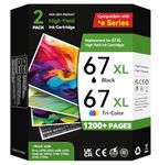 67XL Ink Cartridge Black/Color Combo Pack Replacement for HP Ink 67 67XL, for HP 67 Ink Cartridge, Fit for Envy 6000 6055 6400 6455 DeskJet 2855e 2700 2700e 2755 2755e 2752 4152 2755 4155e Printer