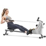 Sunny Health & Fitness Compact Folding Magnetic Rowing Machine with 43 Inch Slide Rail, 285 LB Max Weight, Synergy Power Motion, Optional Smart Exclusive SunnyFit® App Enhanced Bluetooth Connectivity