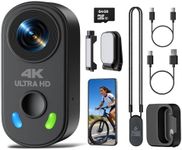 4K POV Action Camera Mini Body Cam with Thumb Size, WiFi APP Control, Charging Case, 64GB TF Card, Hands Free POV Recording with Magnet Mount for TikTok Content Creator Vlogging Walking Cycling