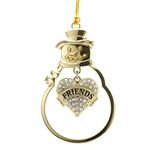 Inspired Silver - Friends Gold Christmas Ornament - Pave Heart Charm Christmas Tree Ornament with Cubic Zirconia - Snowman Hanging Decoration