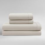Calvin Klein - King Sheets, Washed Cotton Percale Bedding Set, Modern Home Decor (Light Beige, King)